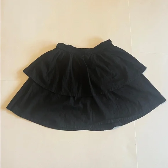 Old Navy Black Swiss Dot Tiered Ruffle Mini Skirt Boho Cottagecore Elastic Waist - Picture 2 of 14